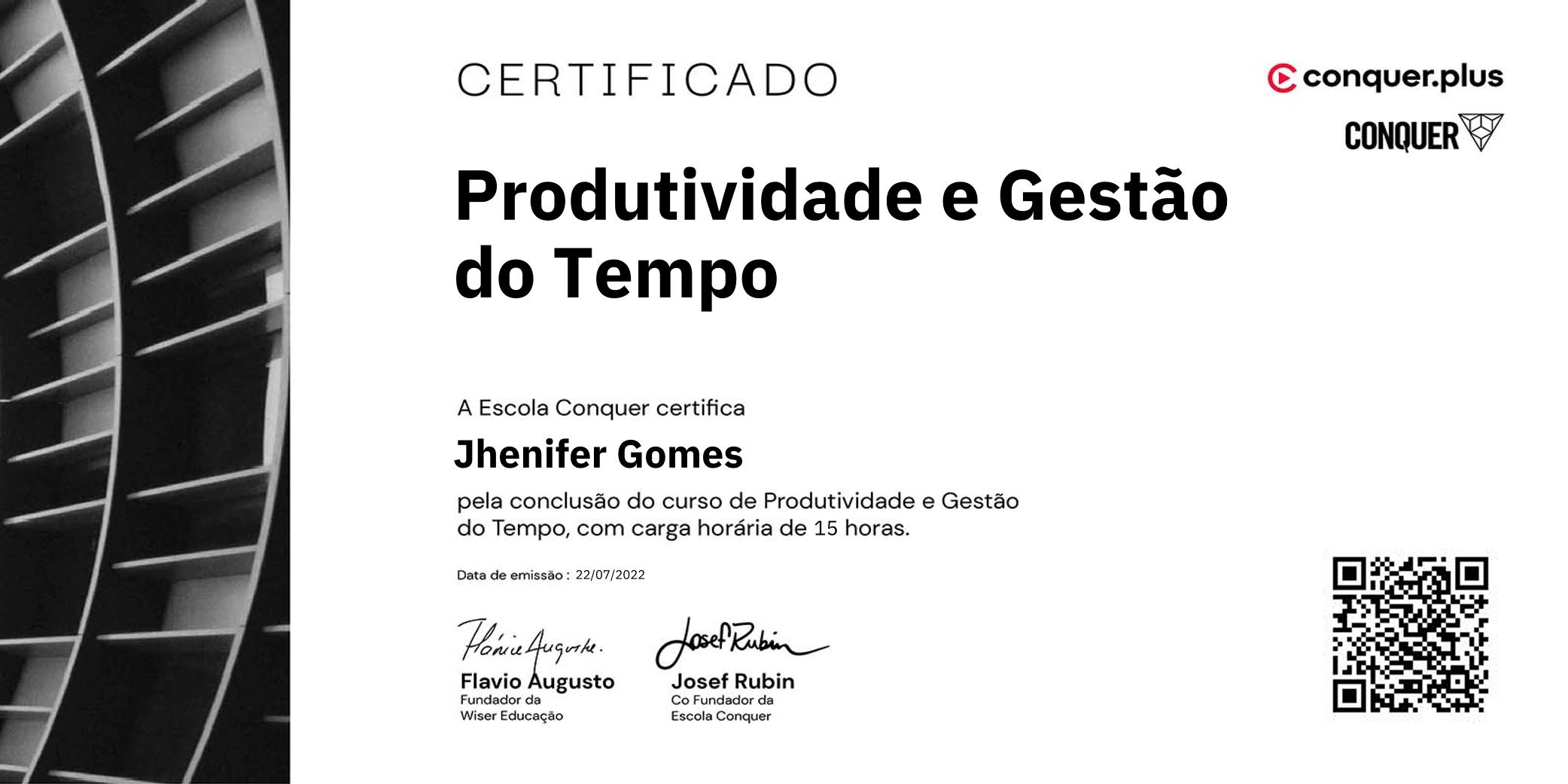 Certificado de Produtividade e Gestão do Tempo